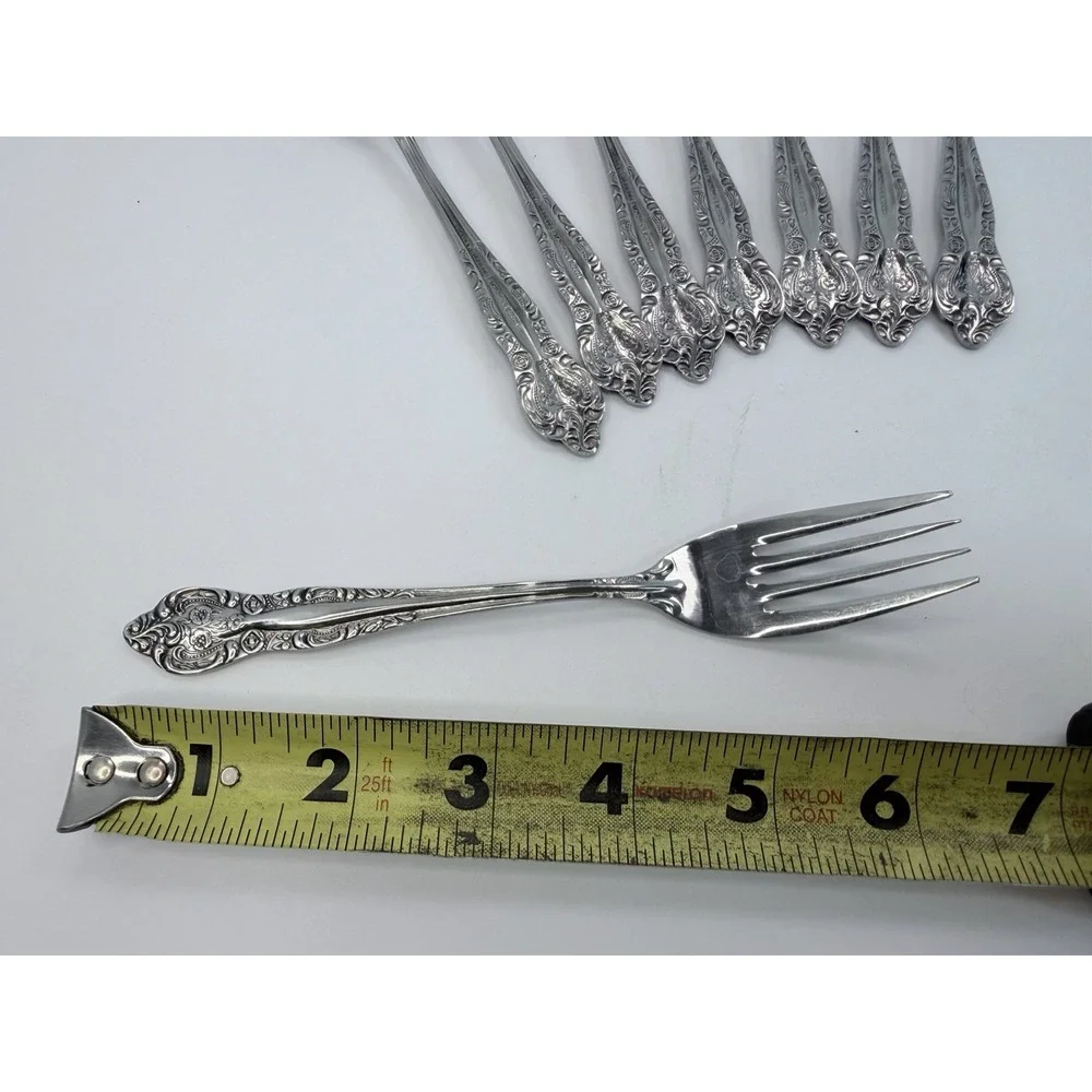 Stanley Roberts DYNASTY Stainless 5 Petal Flower Set of 8 Salad Forks Japan